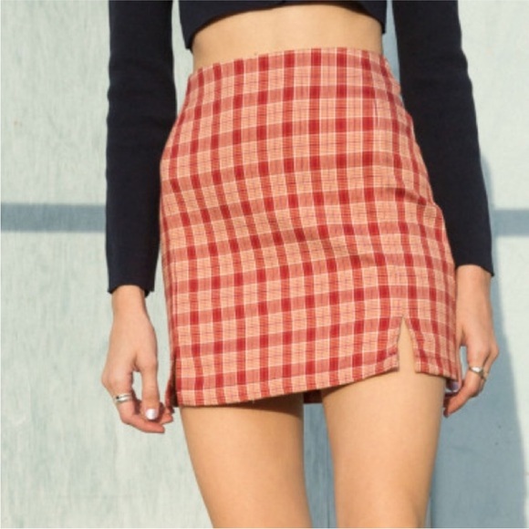 Brandy Melville Dresses & Skirts - Brandy Melville John Galt Cara Plaid Mini Skirt Red